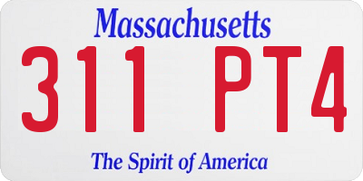 MA license plate 311PT4