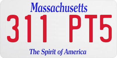 MA license plate 311PT5