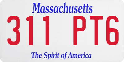 MA license plate 311PT6
