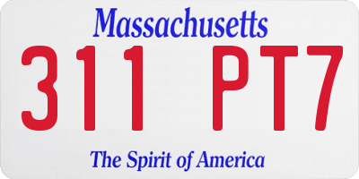 MA license plate 311PT7