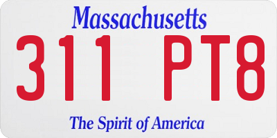 MA license plate 311PT8