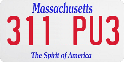 MA license plate 311PU3