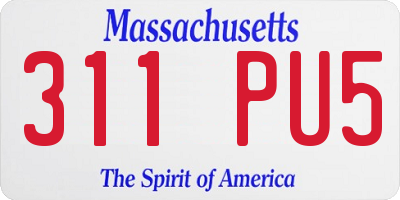 MA license plate 311PU5