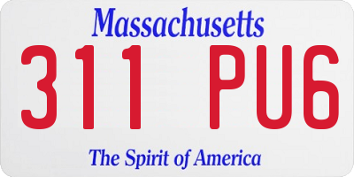 MA license plate 311PU6