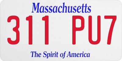 MA license plate 311PU7