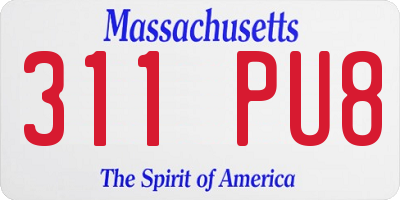 MA license plate 311PU8