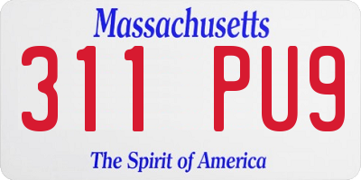 MA license plate 311PU9