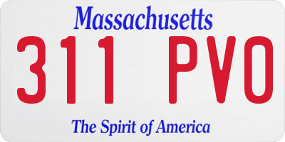 MA license plate 311PV0