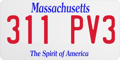 MA license plate 311PV3