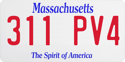 MA license plate 311PV4