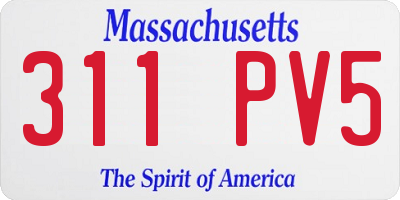 MA license plate 311PV5