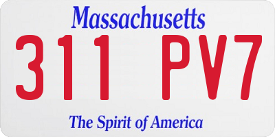MA license plate 311PV7