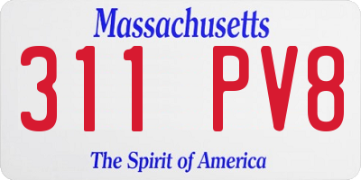 MA license plate 311PV8