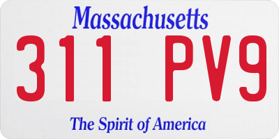 MA license plate 311PV9