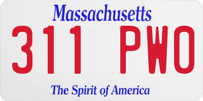 MA license plate 311PW0