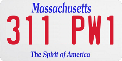MA license plate 311PW1