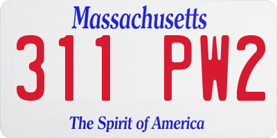 MA license plate 311PW2