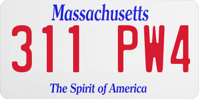 MA license plate 311PW4
