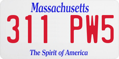 MA license plate 311PW5