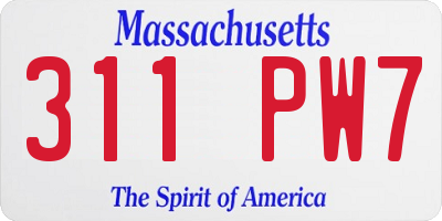 MA license plate 311PW7
