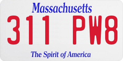 MA license plate 311PW8