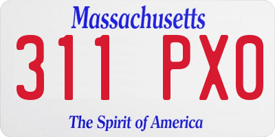 MA license plate 311PX0