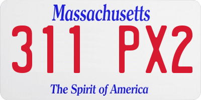 MA license plate 311PX2