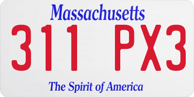MA license plate 311PX3