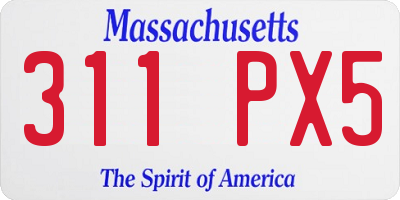 MA license plate 311PX5