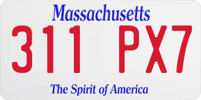MA license plate 311PX7