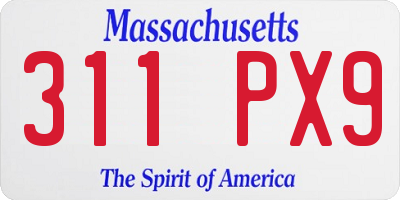MA license plate 311PX9