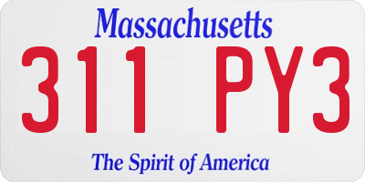 MA license plate 311PY3