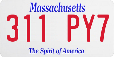 MA license plate 311PY7