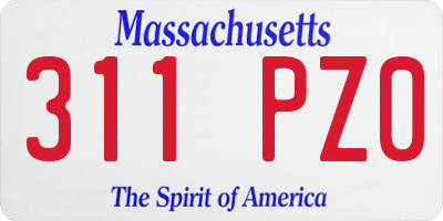 MA license plate 311PZ0