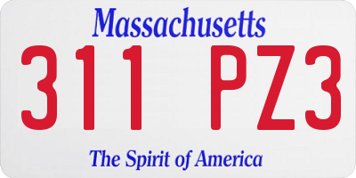 MA license plate 311PZ3