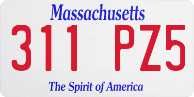 MA license plate 311PZ5