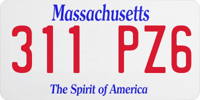 MA license plate 311PZ6