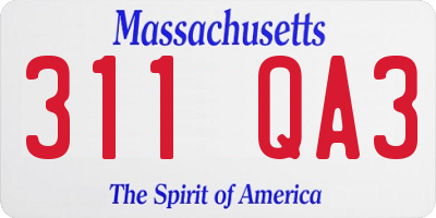 MA license plate 311QA3