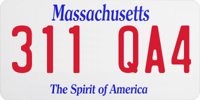 MA license plate 311QA4