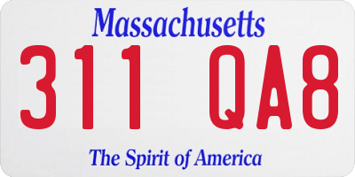 MA license plate 311QA8