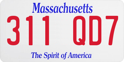 MA license plate 311QD7