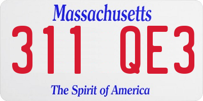 MA license plate 311QE3