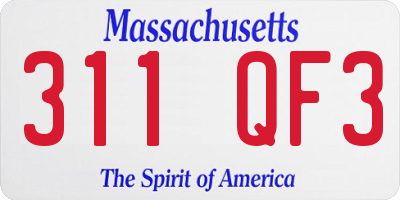MA license plate 311QF3