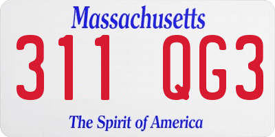 MA license plate 311QG3