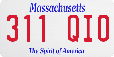 MA license plate 311QI0