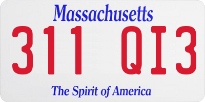 MA license plate 311QI3