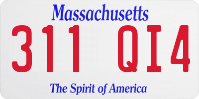 MA license plate 311QI4