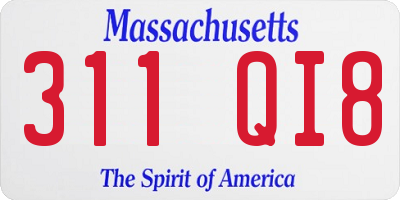 MA license plate 311QI8