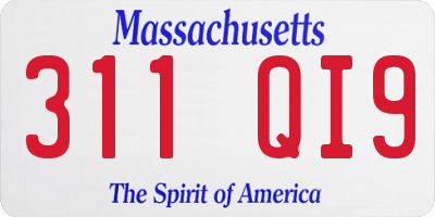 MA license plate 311QI9