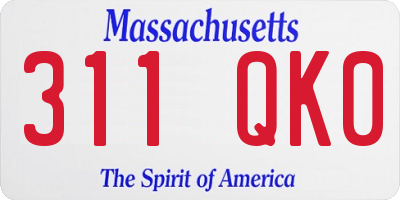 MA license plate 311QK0